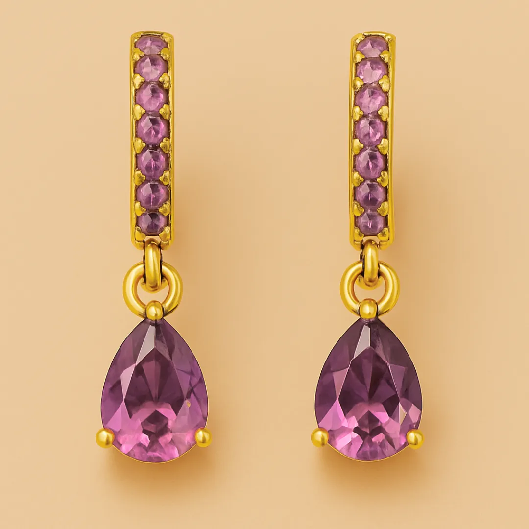 Boucle d’oreille HEART – Goutte zircone | Acier inoxydable doré à l’or fin