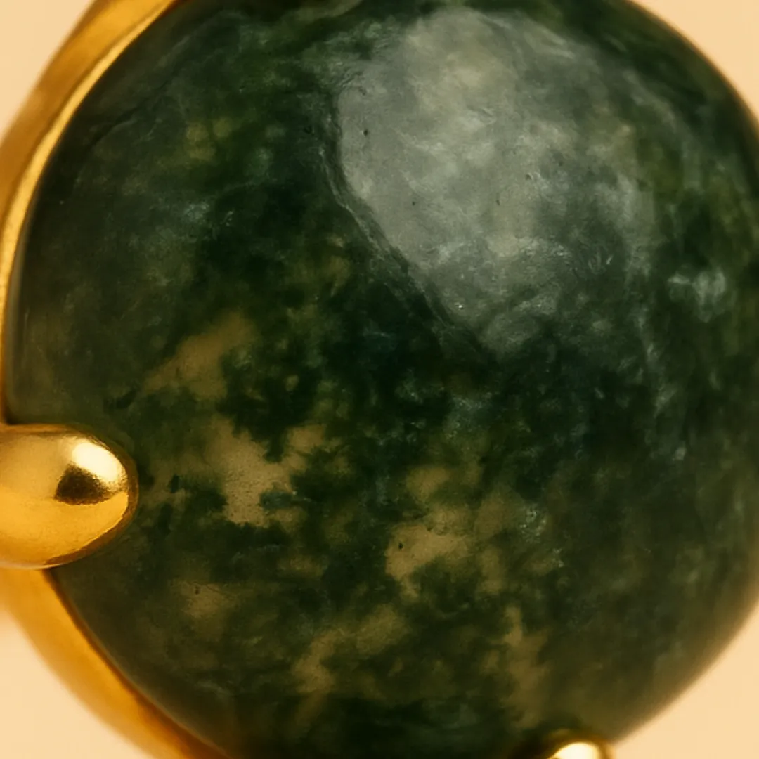 Piercing EVALYA – Argent 925 plaqué or 18K & Agate mousse naturelle