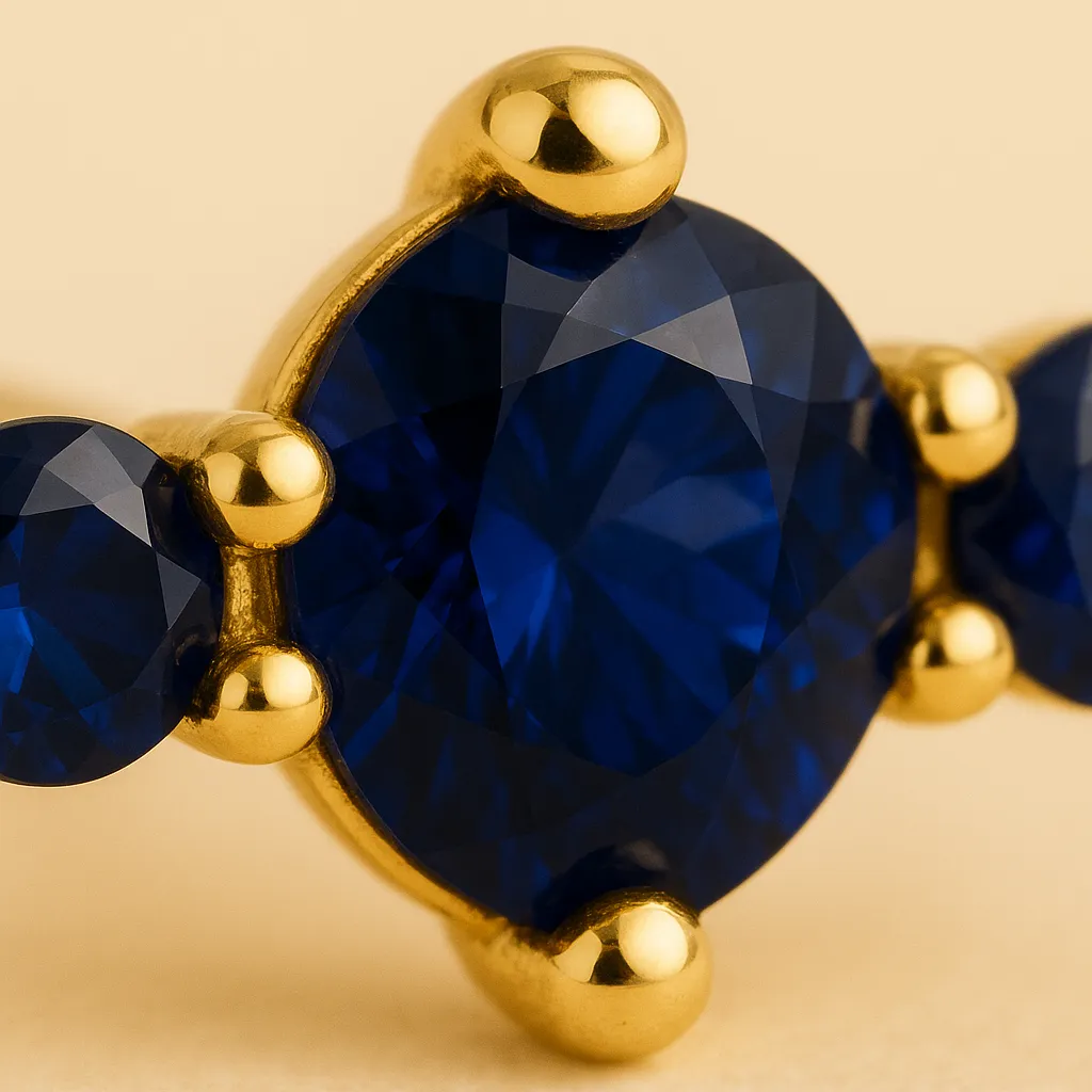 Piercing AZURE TIDE – Argent 925 doré à l’or fin & zirconium bleu saphir