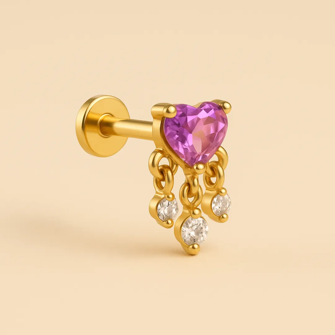 PIERCING SPECTRAL – Argent 925 & Plaqué or 18K Zircones améthyste scintillantes