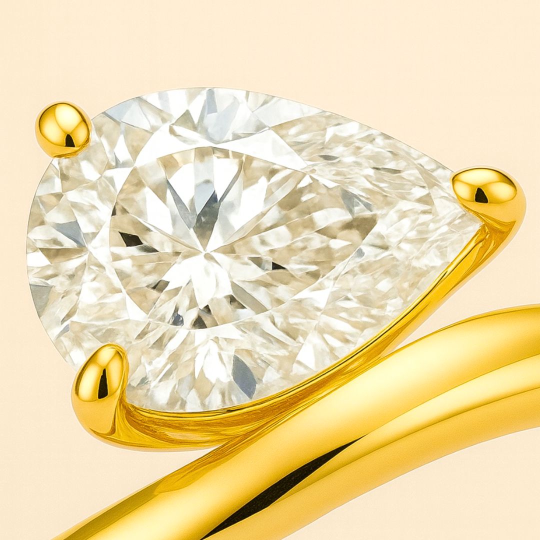 Bague VICTOIRE – Goutte d’Eau 7×11 mm | Moissanite 3CT ou Zircone 2CT | Argent 925 & Or 18K