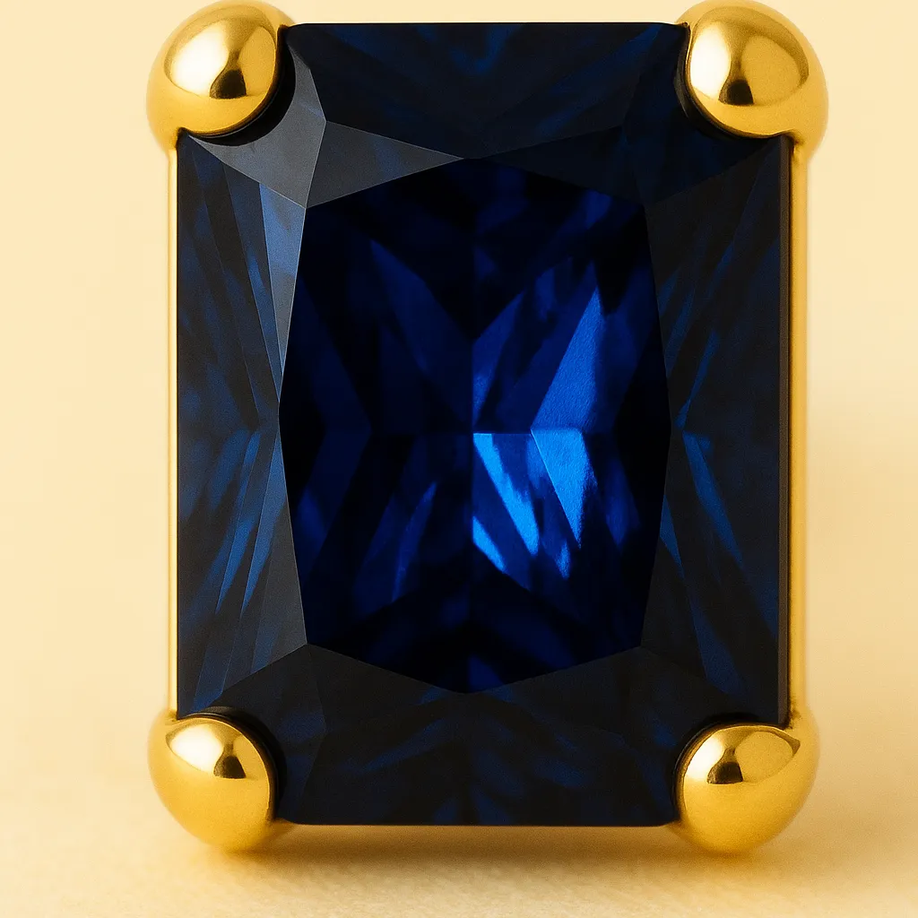 Piercing THALASSA – Argent 925 doré à l’or fin & zirconium bleu profond