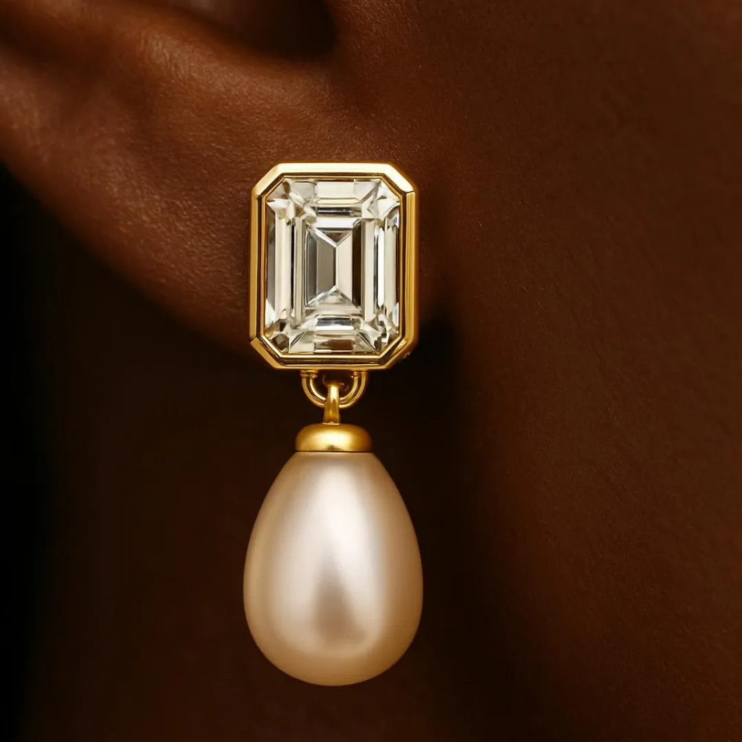 Boucles d’oreilles MERMAID PEARL perle naturelle - Argent 925, Or 14K, Zircone