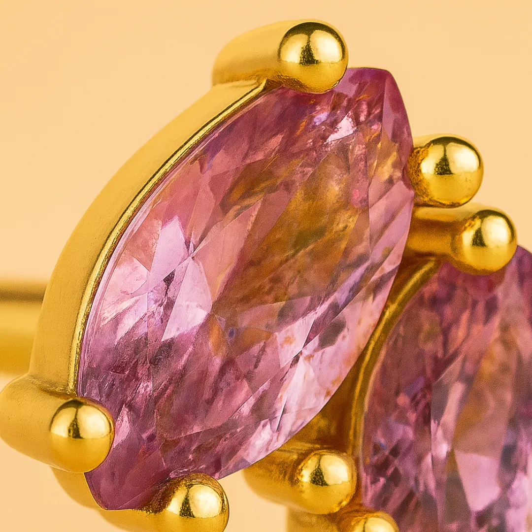 Piercing NOCTEA – Argent 925 Plaqué or 18K & zircones améthyste éclatantes