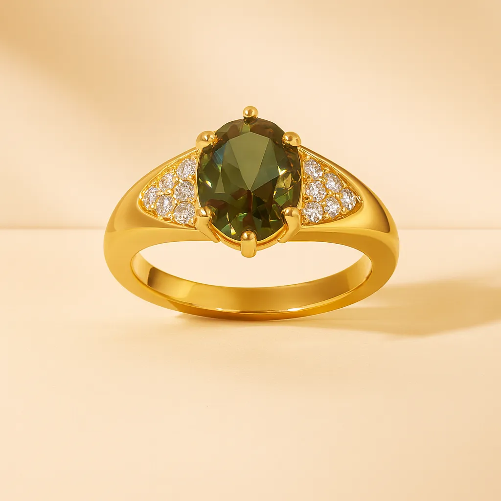 Bague JUANA – Argent 925 doré & Diaspore créée changeante