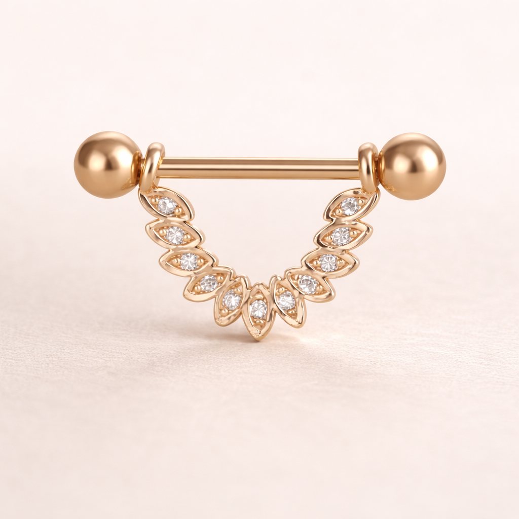 Piercing tétons CLEOPATRA – Piercing impérial en zircone scintillante & finition or rose ou argent