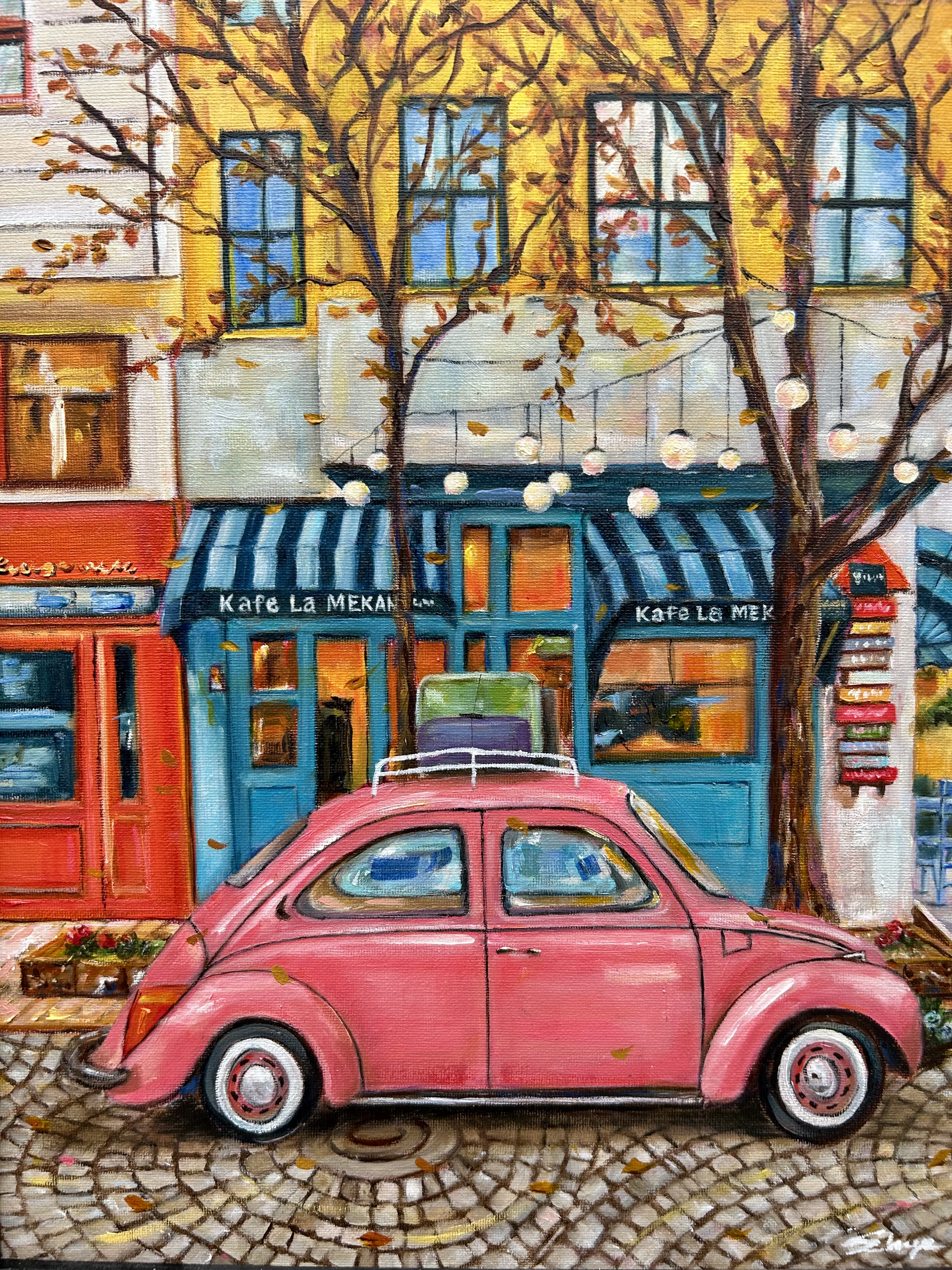 At the Corner, a Pink Beetle