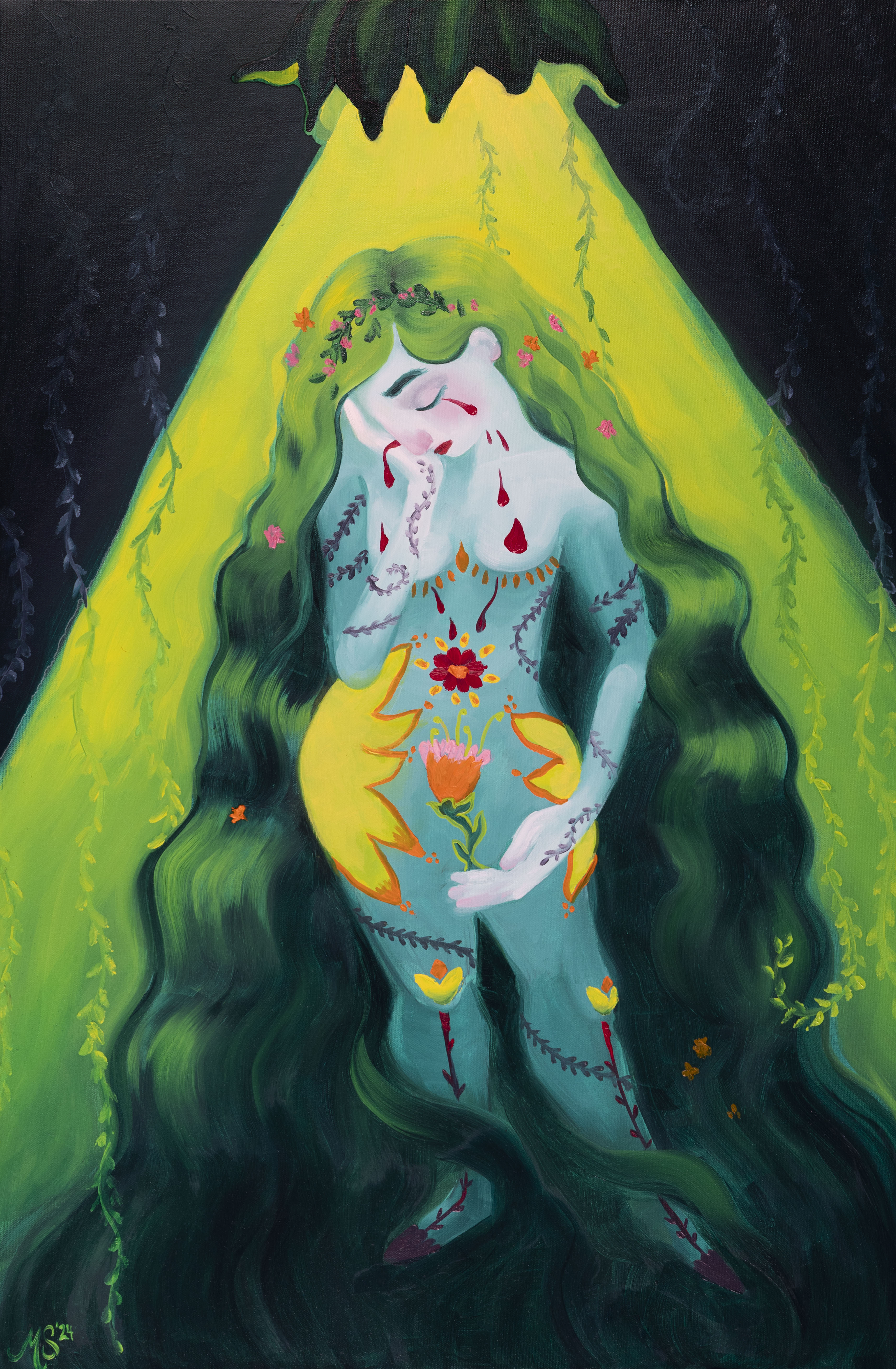 Phthalo Mother- Gallery Wrapped Canvas Print .75 in width