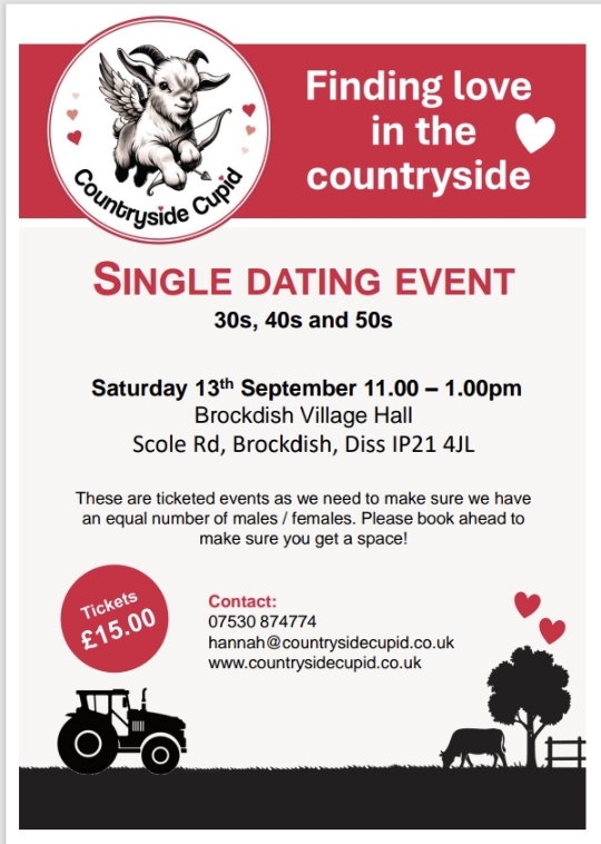 FEMALE TICKETS SOLD OUT!!  Single dating event - Brockdish - 30s 40s and 50s 