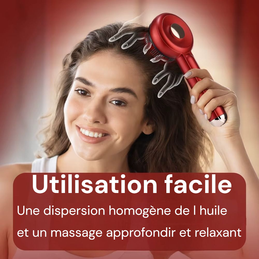 Peigne, brosse masseur électrique a vibration pour cuire chevelure, thérapie a lumière rouge pour croissance de cheveux et anti perte de cheveux