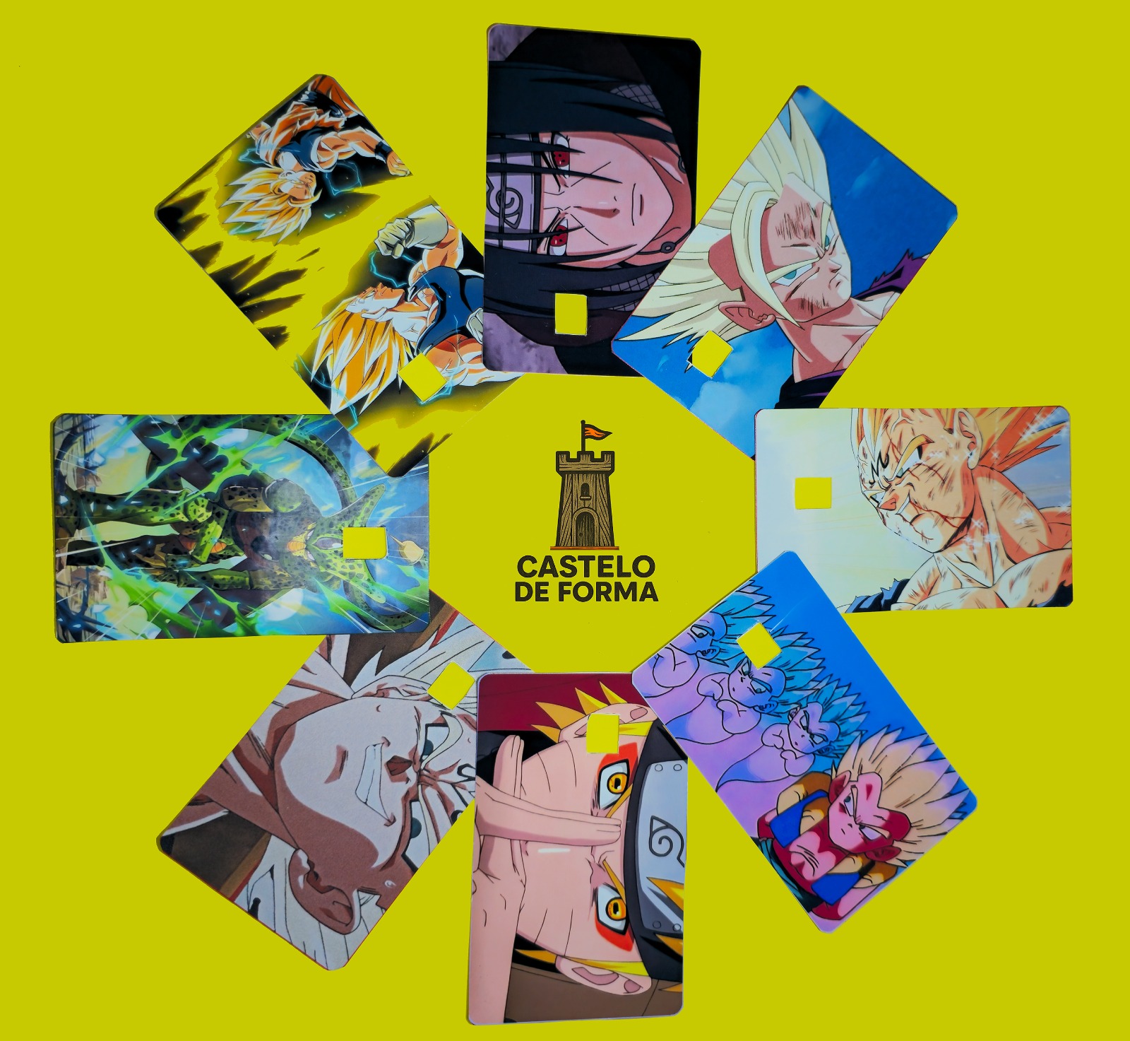 Kit artes para cartão "DBZ e Naruto" (contém 8 unidades)