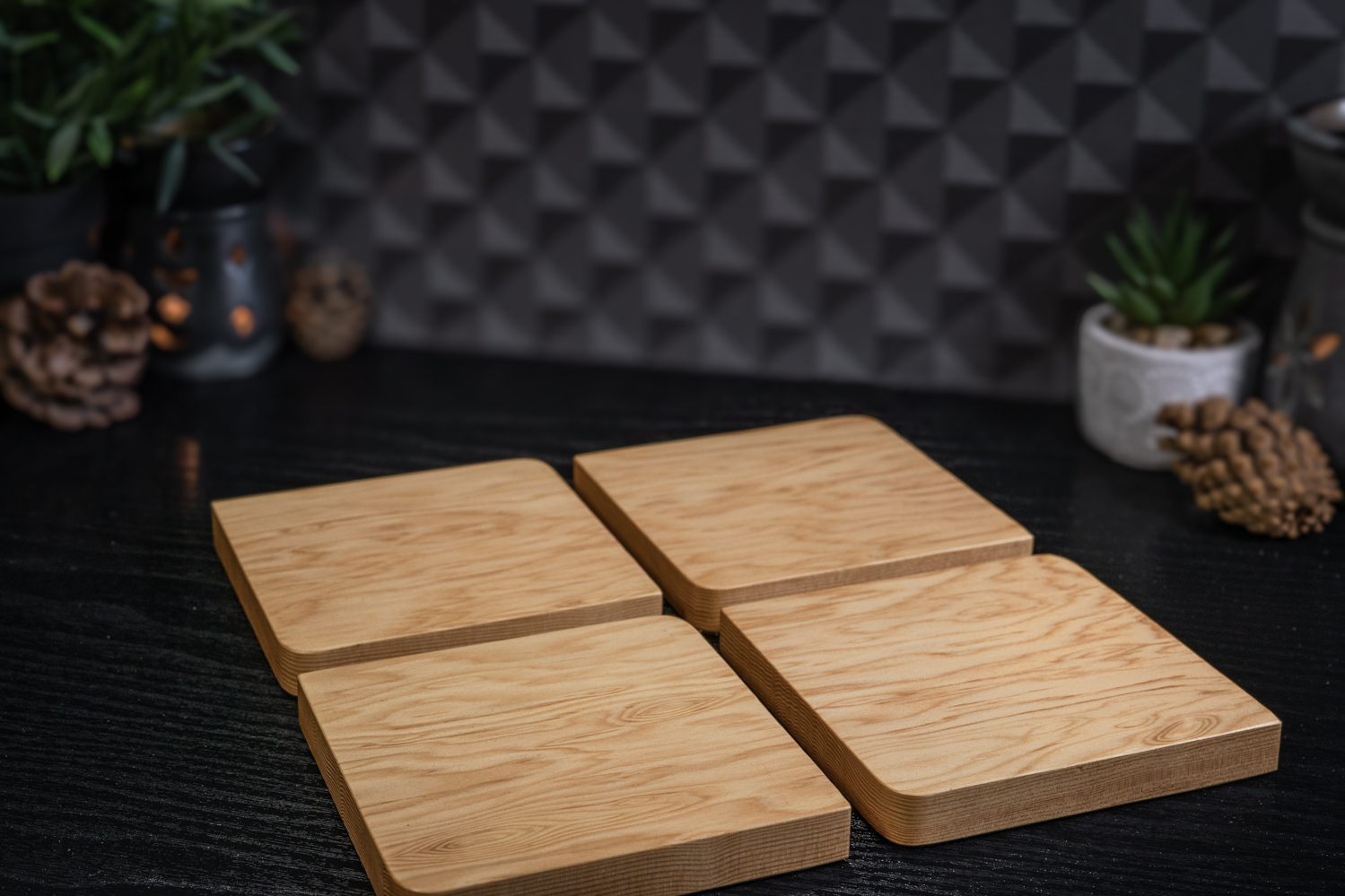4 x Solid Douglas Fir Coasters