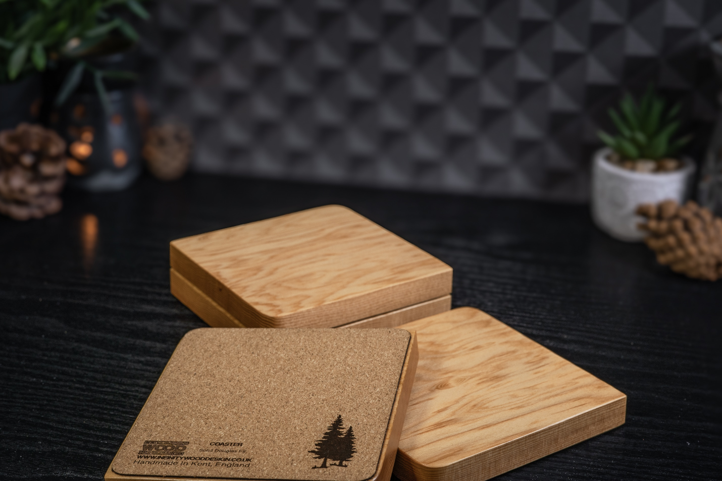 4 x Solid Douglas Fir Coasters