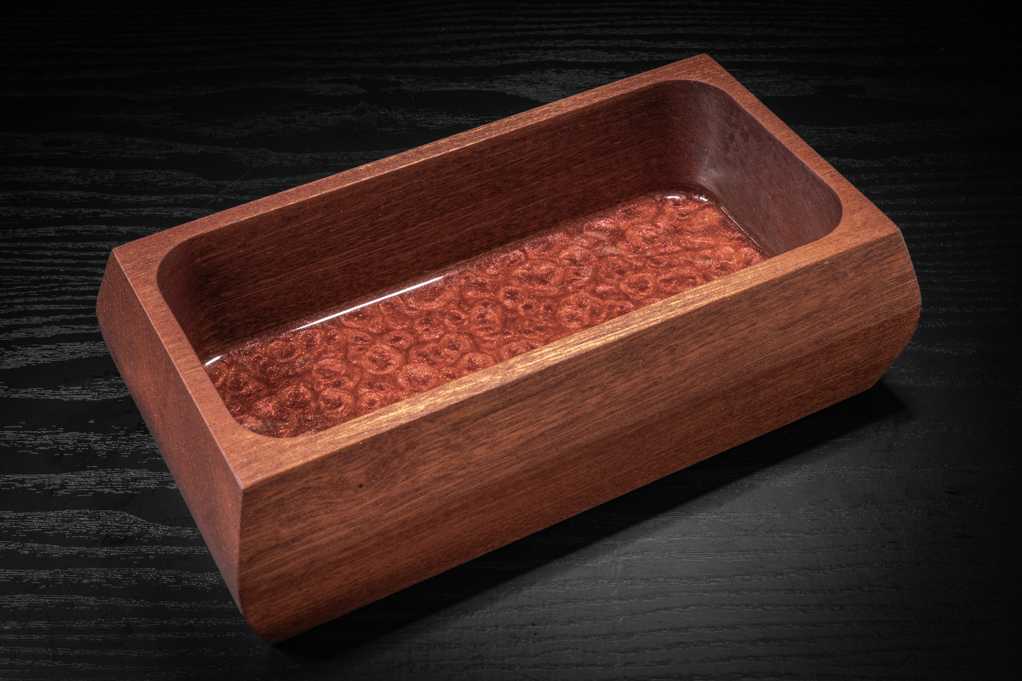 Sapele & Red Chameleon Resin Trinket Tray