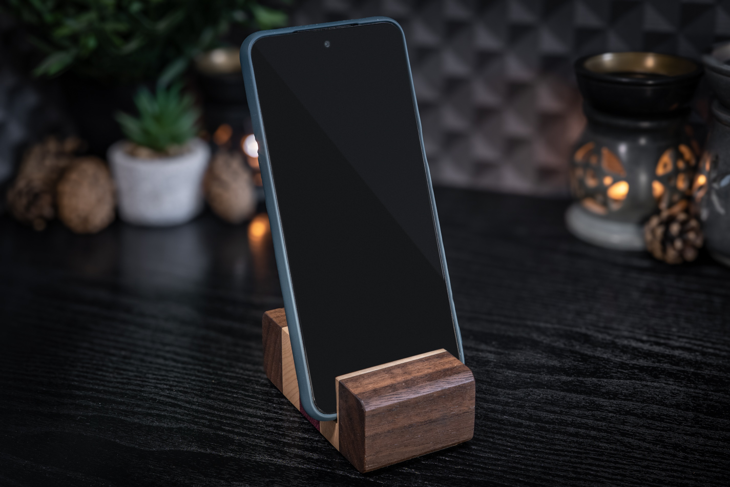 Walnut, Maple & Purpleheart Phone Stand