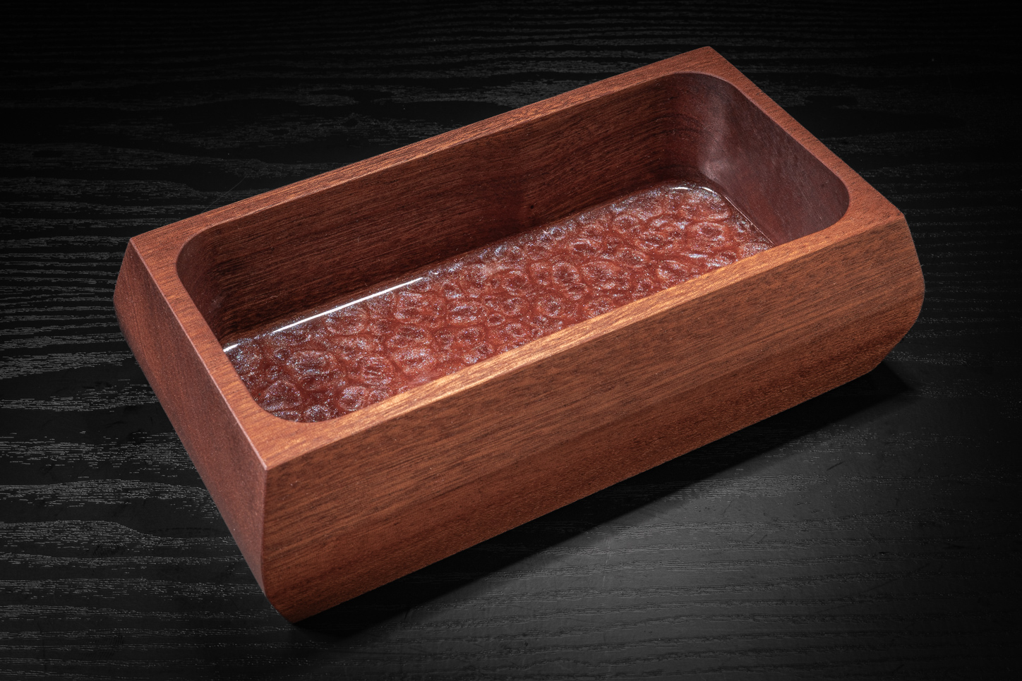 Sapele & Red/Blue Chameleon Resin Trinket Tray