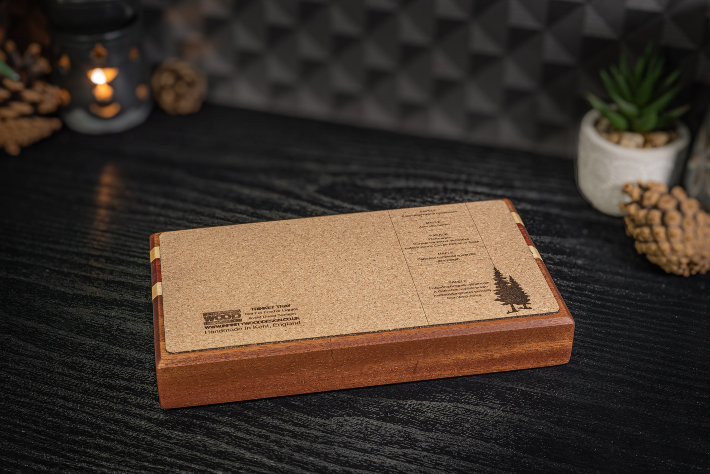 Engraved Sapele, Maple and Padauk Trinket Tray