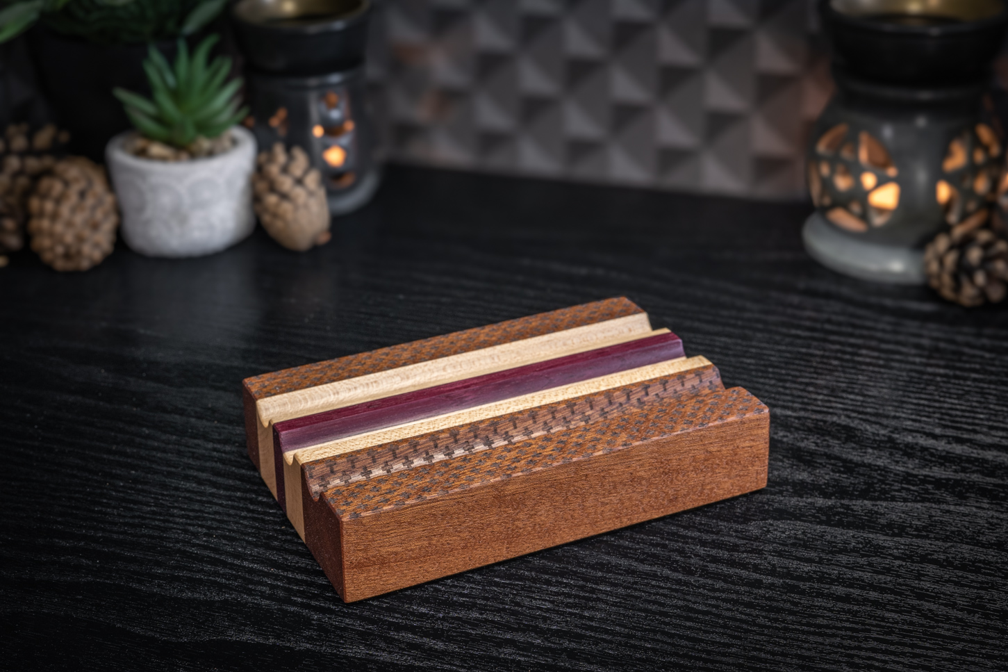 Geometric Sapele, Maple And Purpleheart Pen Holder
