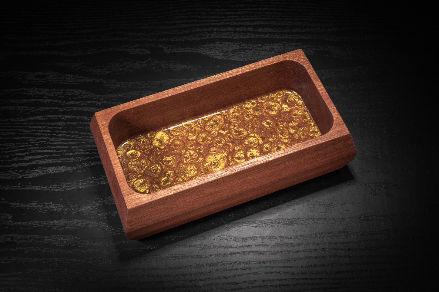 Sapele & Gold Chameleon Resin Trinket Tray