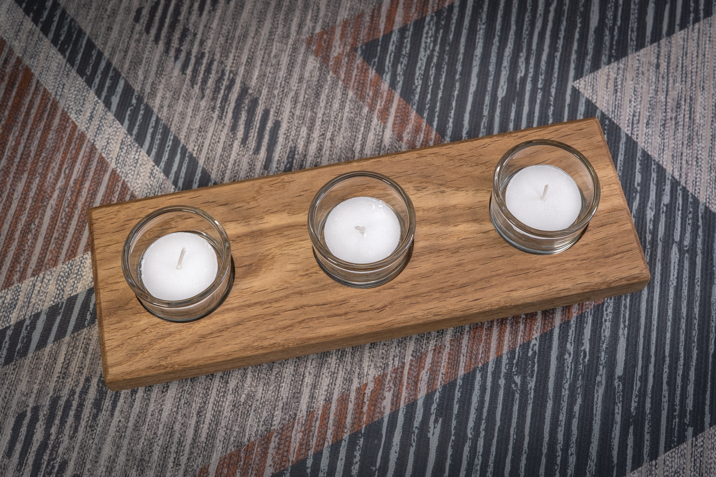 Chamfered Solid Oak Tea Light Candle Holder 