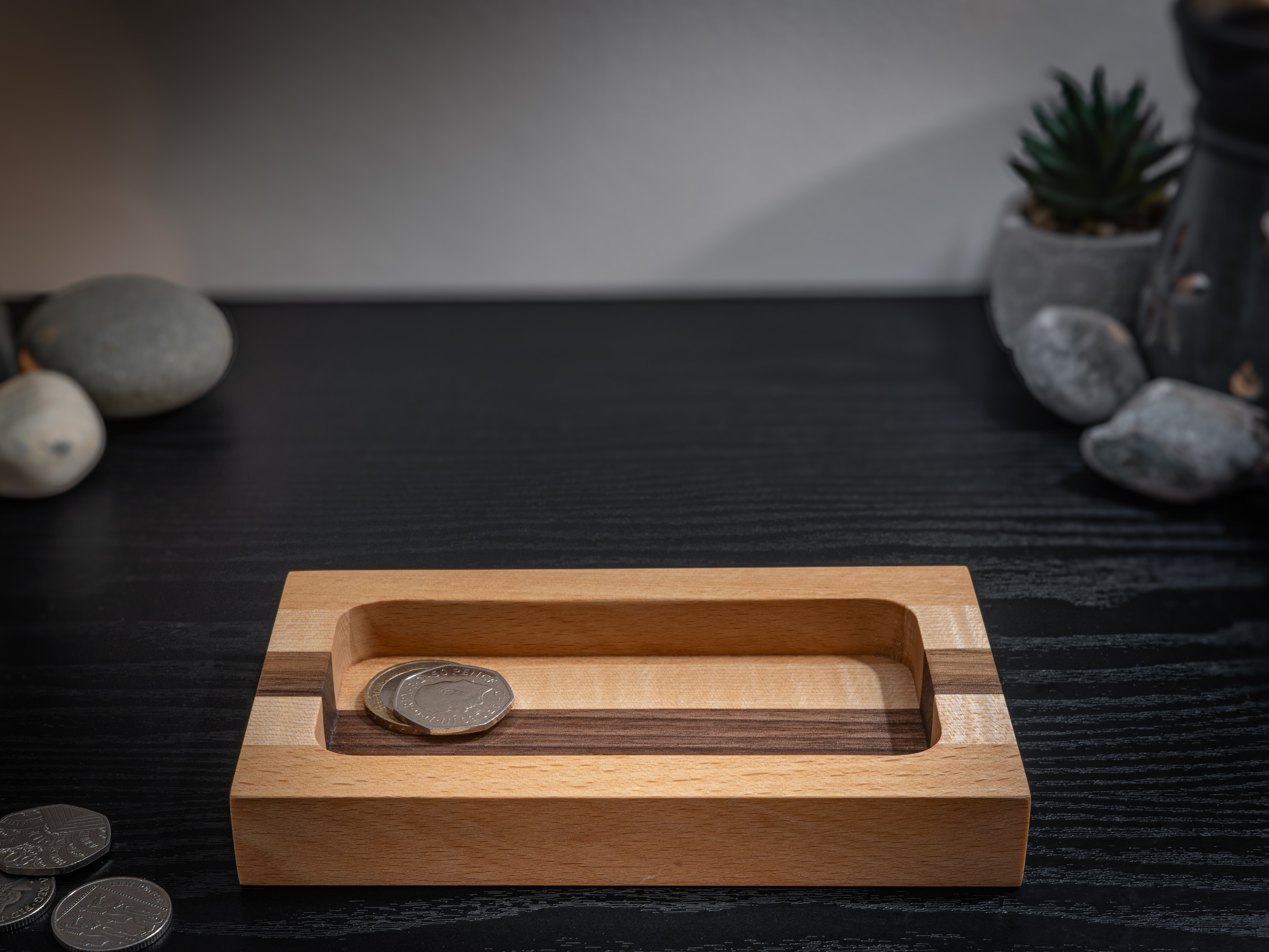 Beech, Maple & Walnut Wood Small Trinket Tray