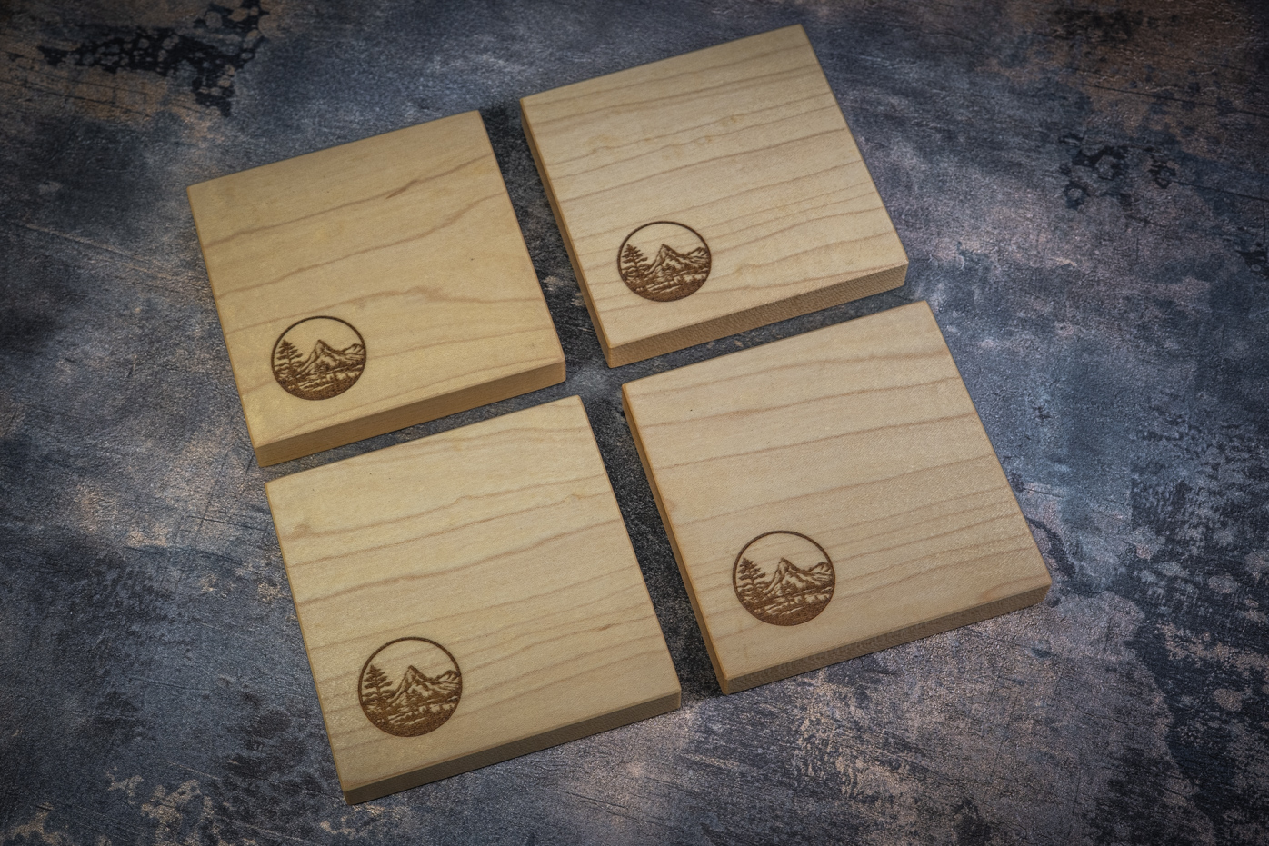 4 x Maple Nature Engraved Coasters