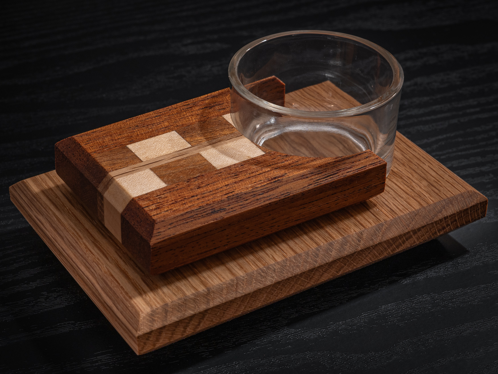 Hardwood & Glass Modern Tea Light Candle Holder