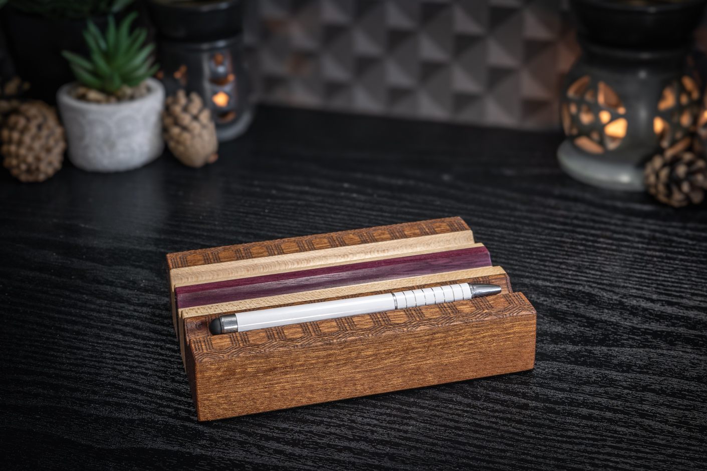 Geometric Sapele, Maple And Purpleheart Pen Holder