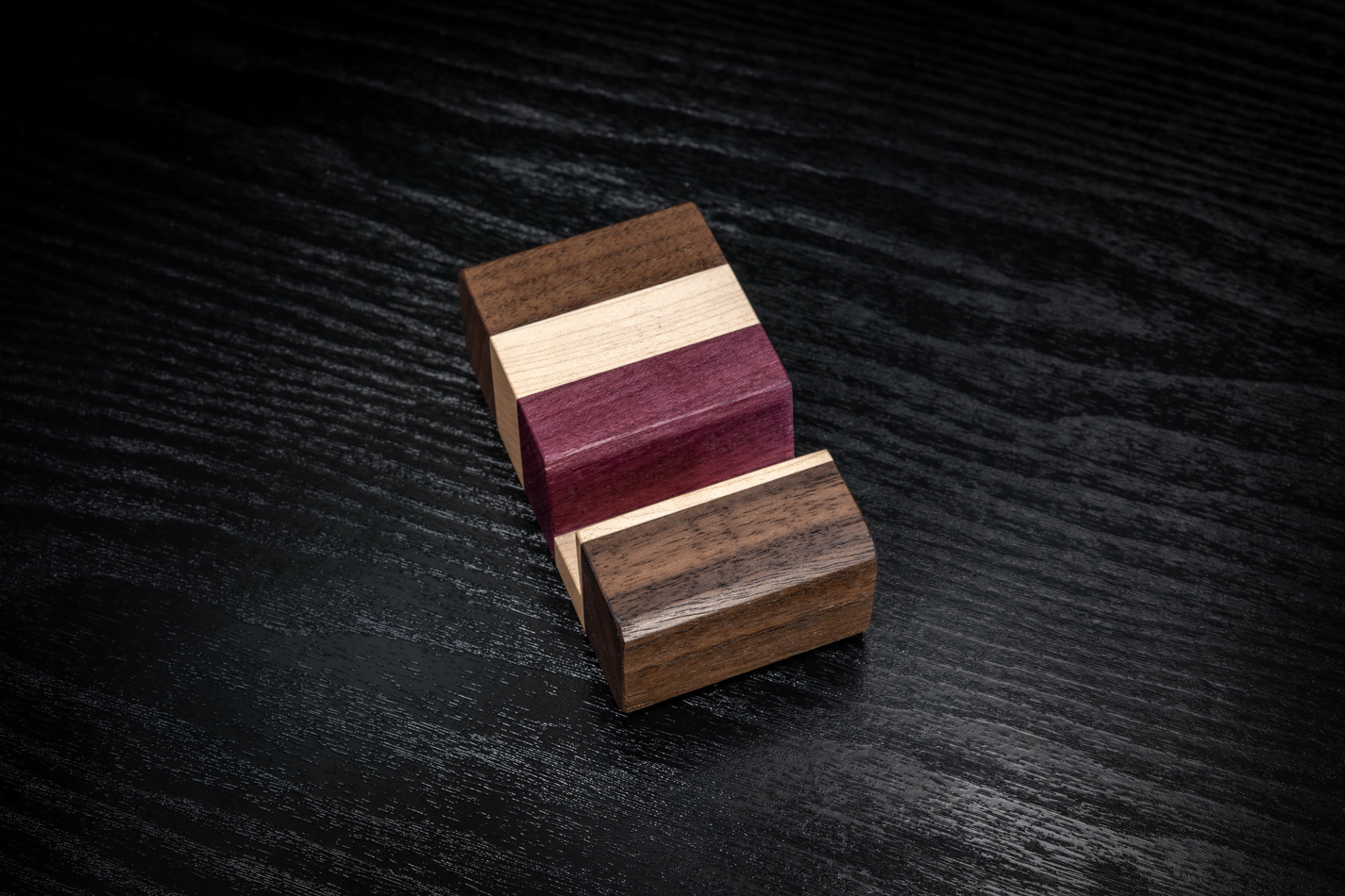 Walnut, Maple & Purpleheart Phone Stand
