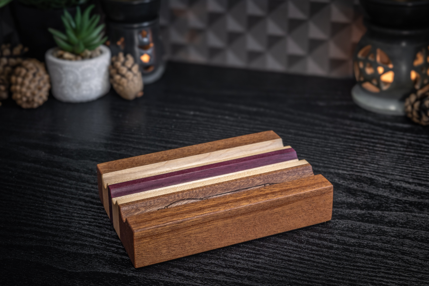 Sapele, Maple And Purpleheart Pen Holder
