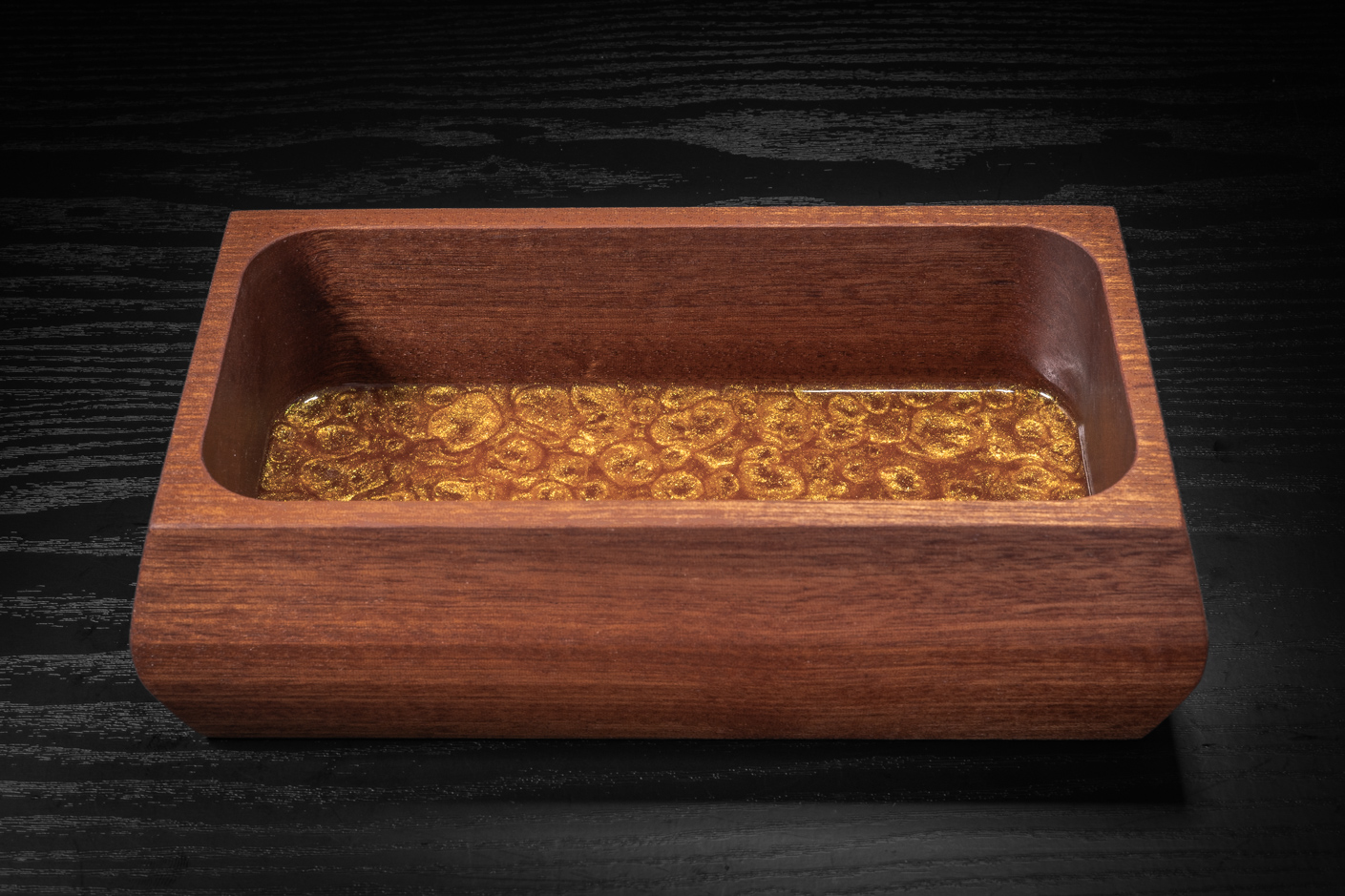 Sapele & Gold Chameleon Resin Trinket Tray