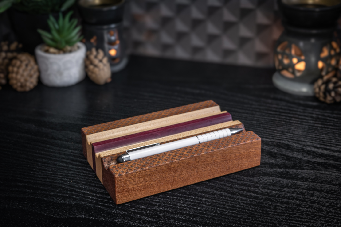 Cross Sapele, Maple And Purpleheart Pen Holder