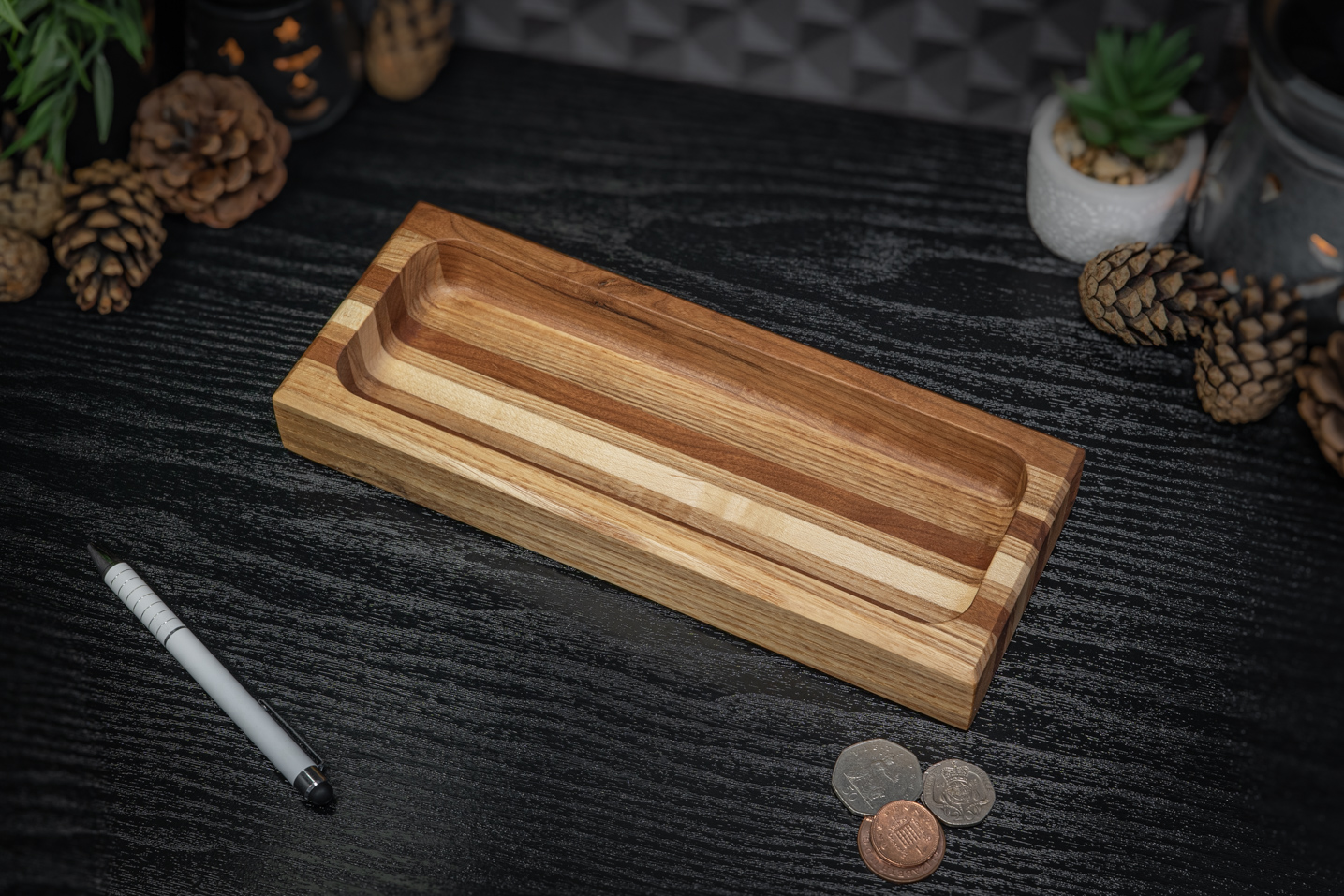 Cherry, Ash, Maple Long Trinket Tray