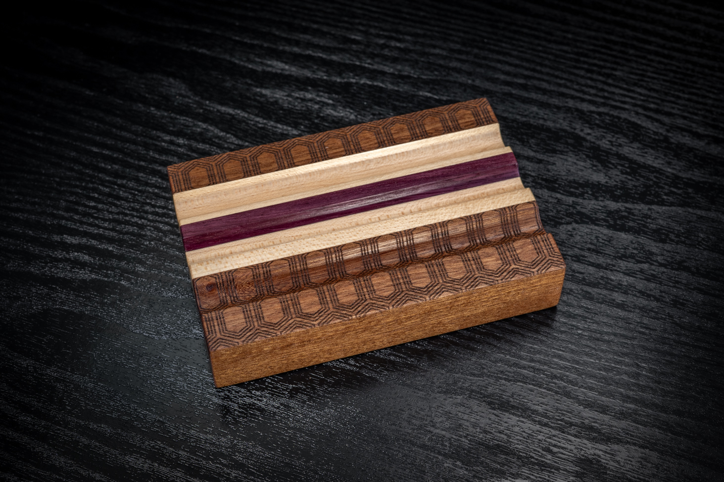 Geometric Sapele, Maple And Purpleheart Pen Holder