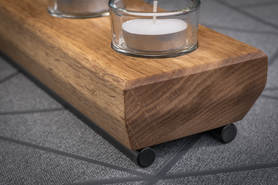 Chamfered Solid Oak Tea Light Candle Holder 