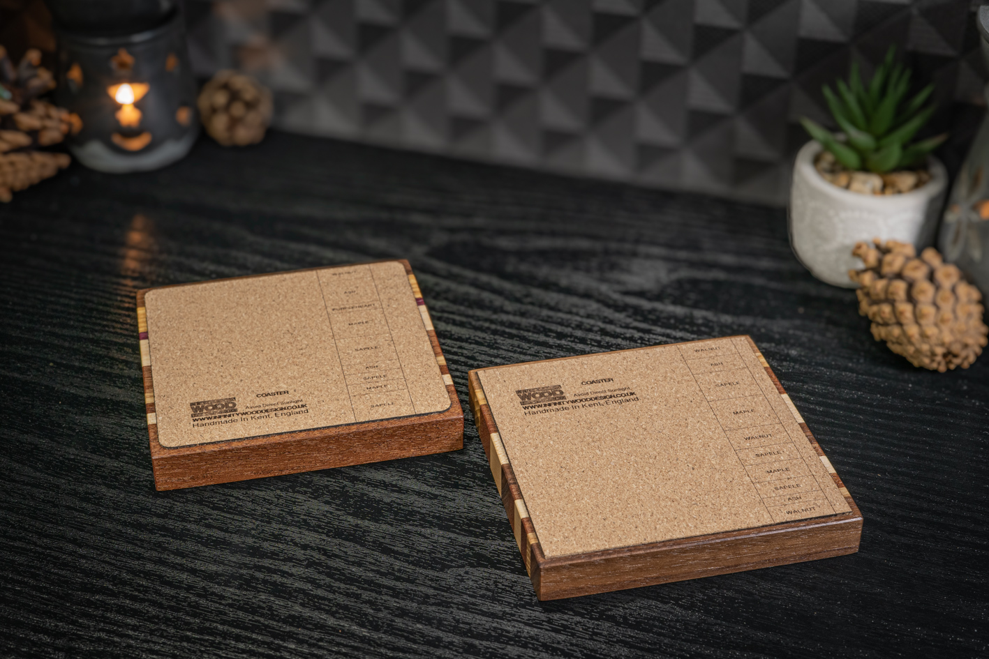 2 x Multi Wood Coasters