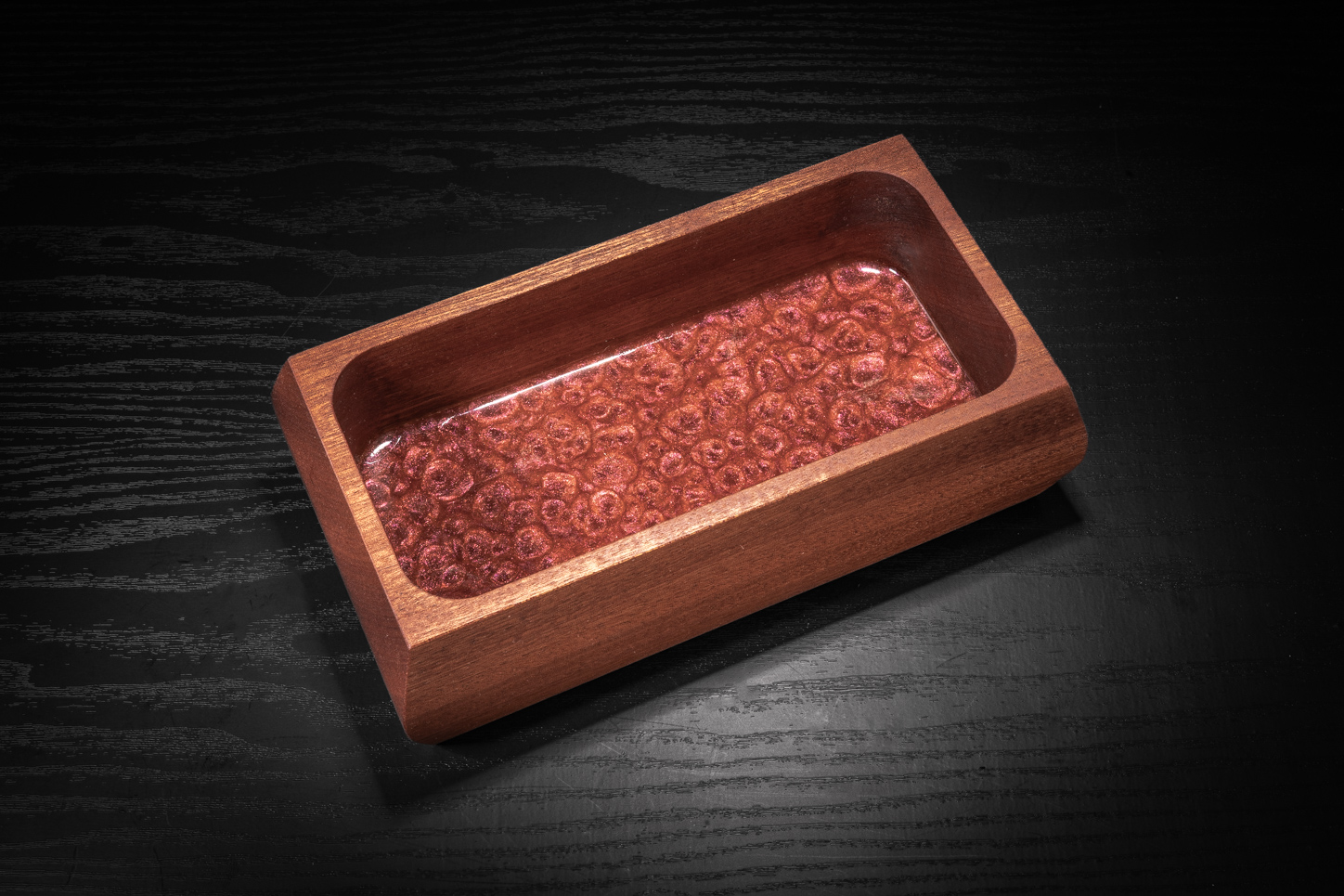 Sapele & Red Chameleon Resin Trinket Tray