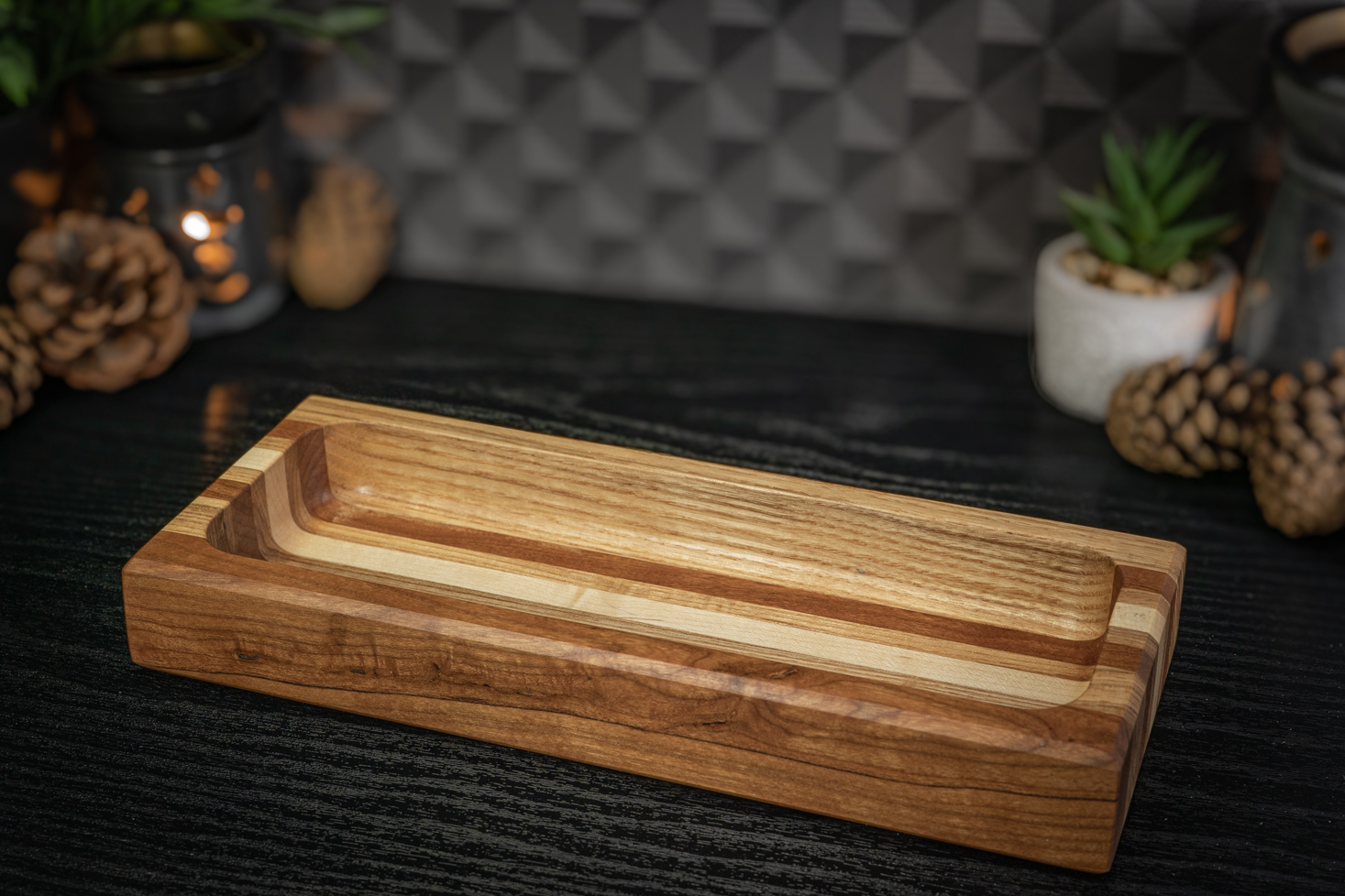 Cherry, Ash, Maple Long Trinket Tray