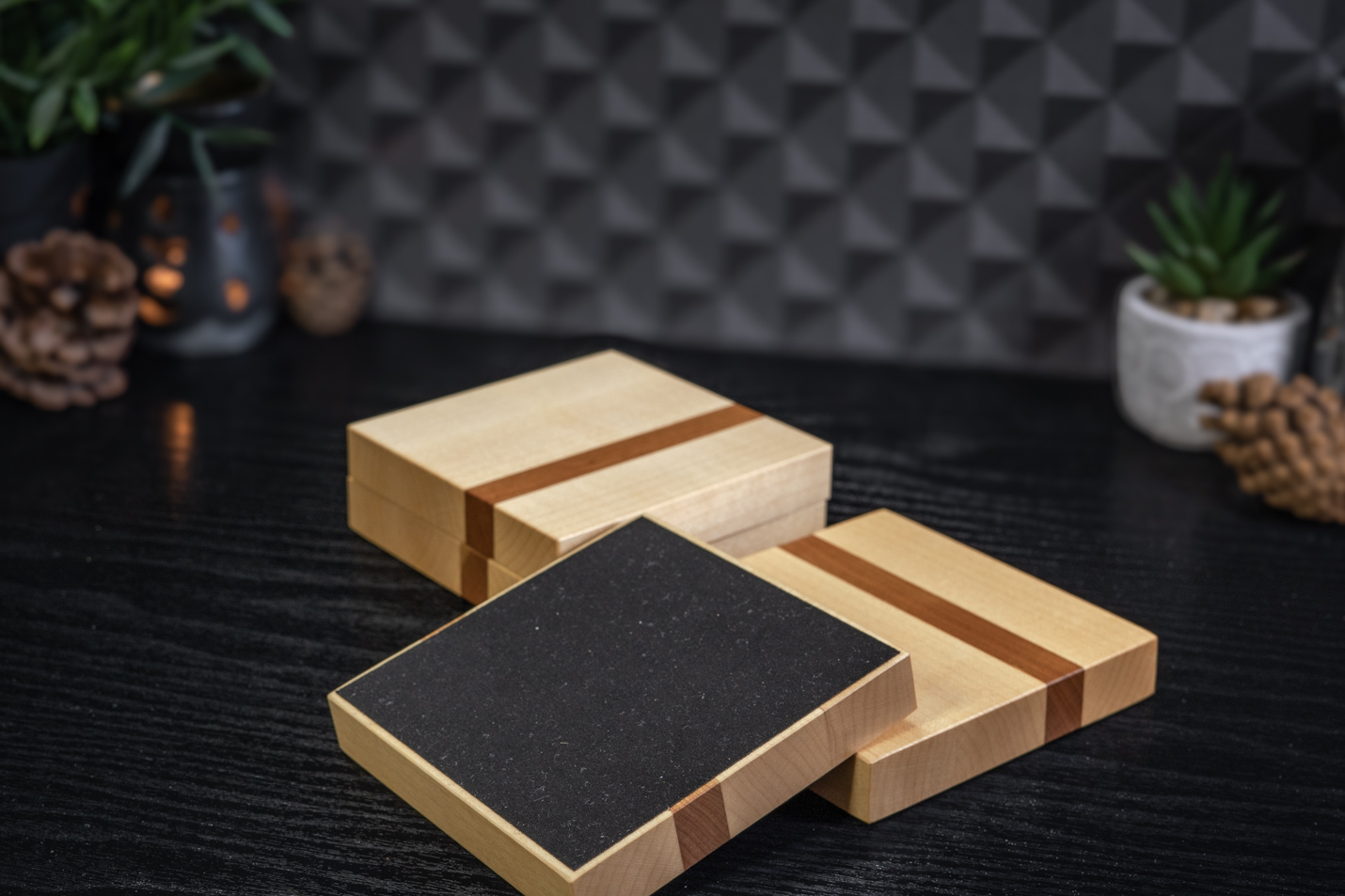 4 x Maple & Cherry Coasters