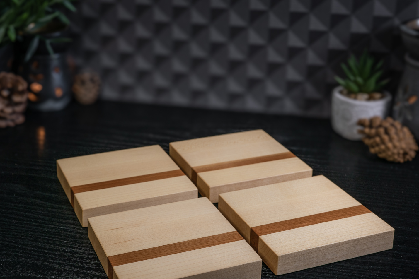 4 x Maple & Cherry Coasters