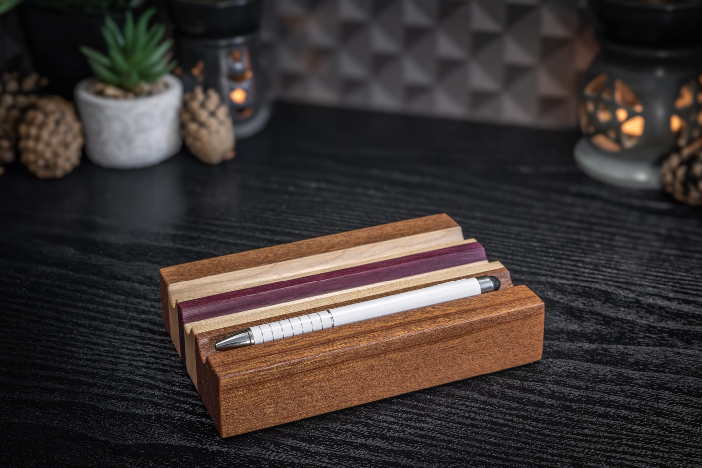 Sapele, Maple And Purpleheart Pen Holder