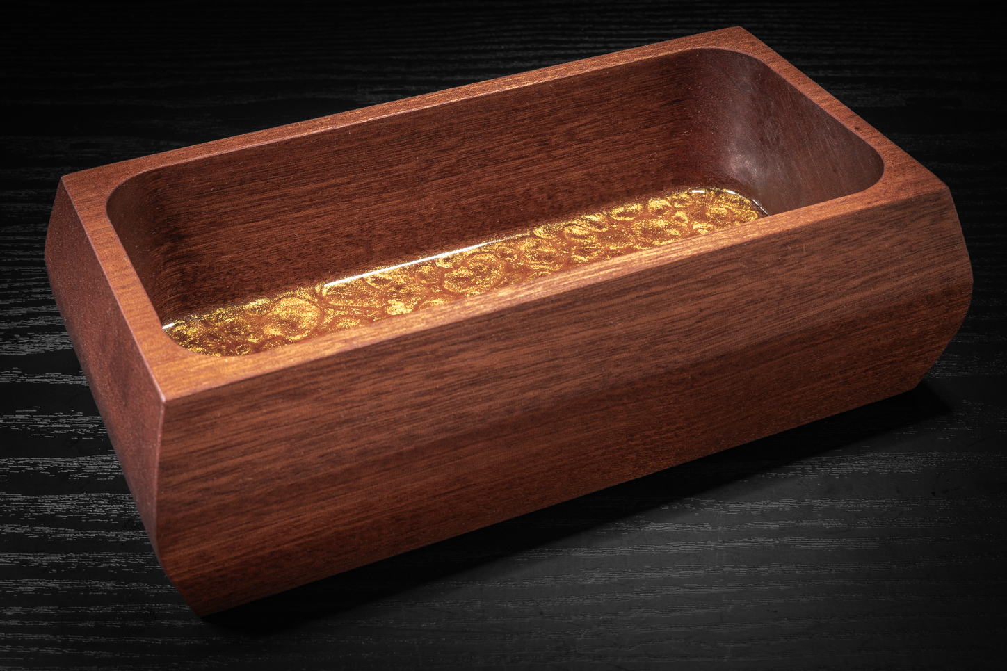 Sapele & Gold Chameleon Resin Trinket Tray