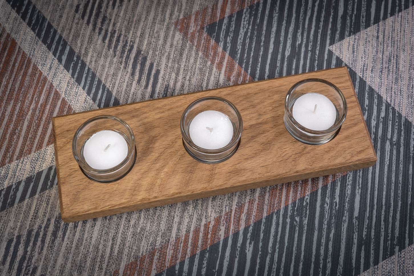 Chamfered Solid Oak Tea Light Candle Holder 