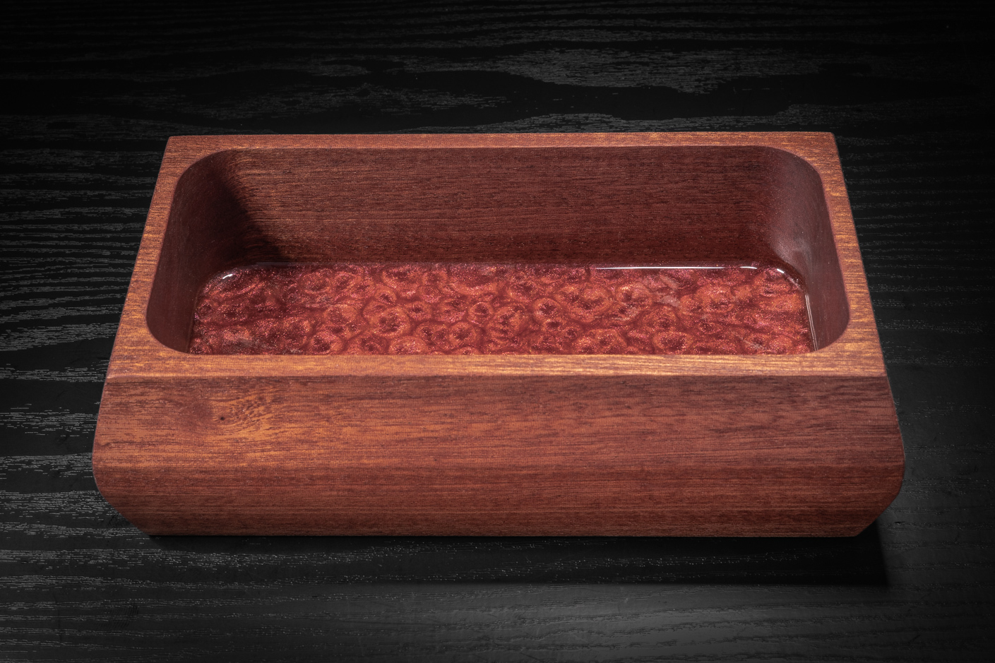 Sapele & Red Chameleon Resin Trinket Tray