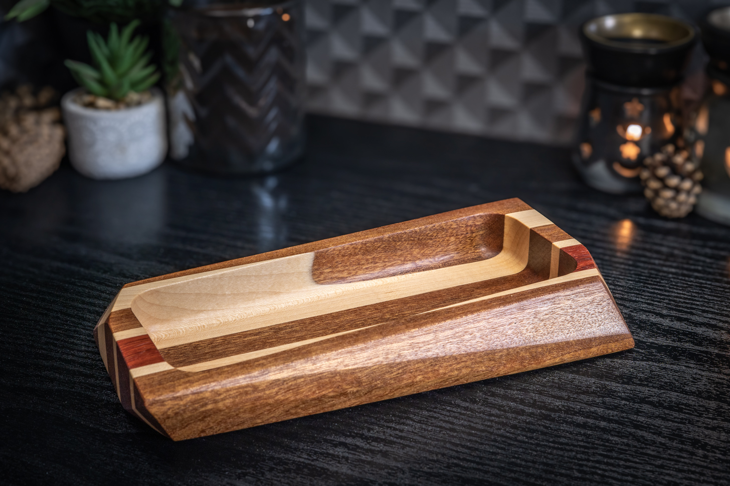 Geometric Sapele, Maple and Padauk Trinket Tray