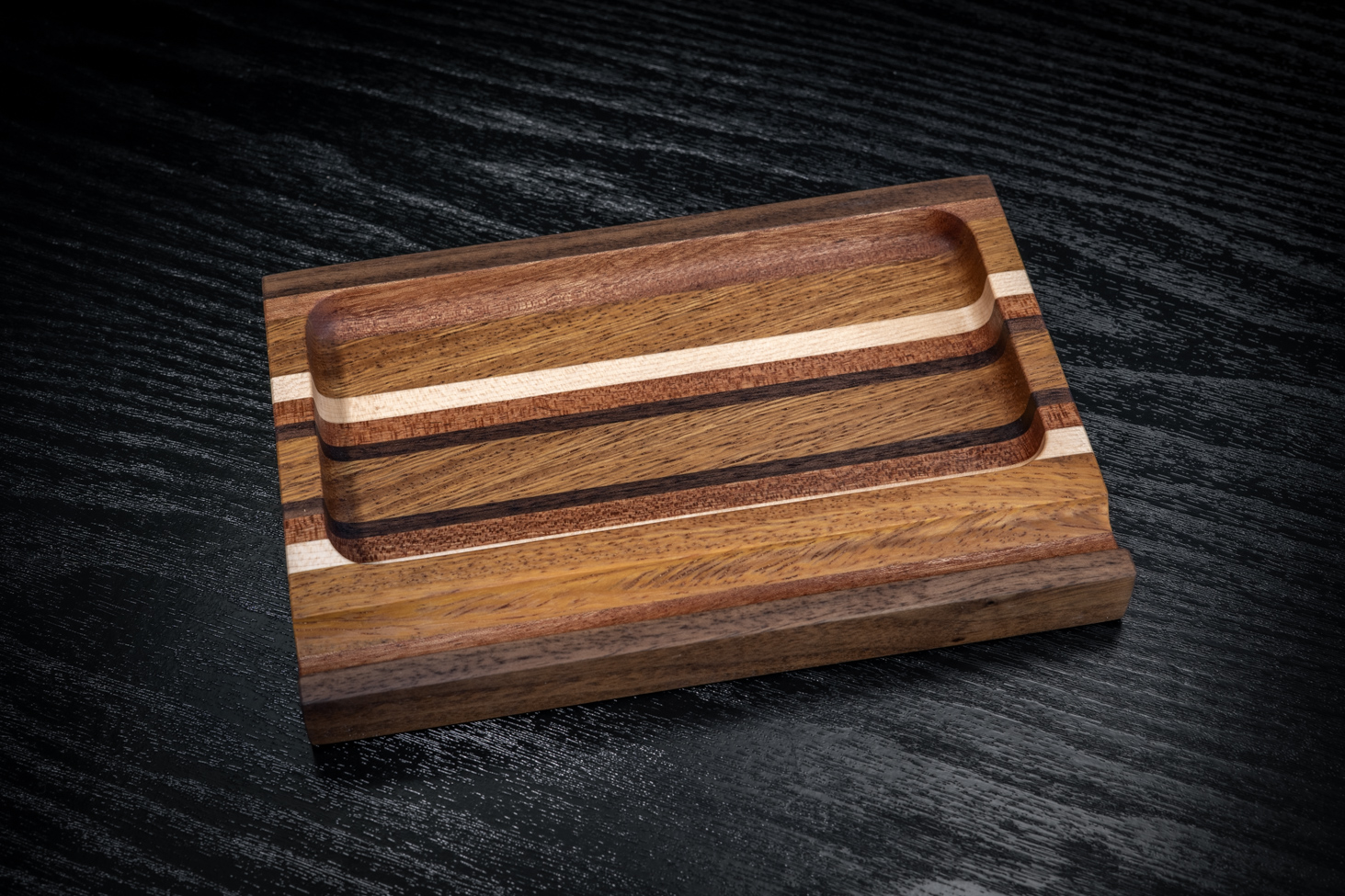 Walnut, Sapele, Mango and Maple Pen Holder/ Trinket Tray