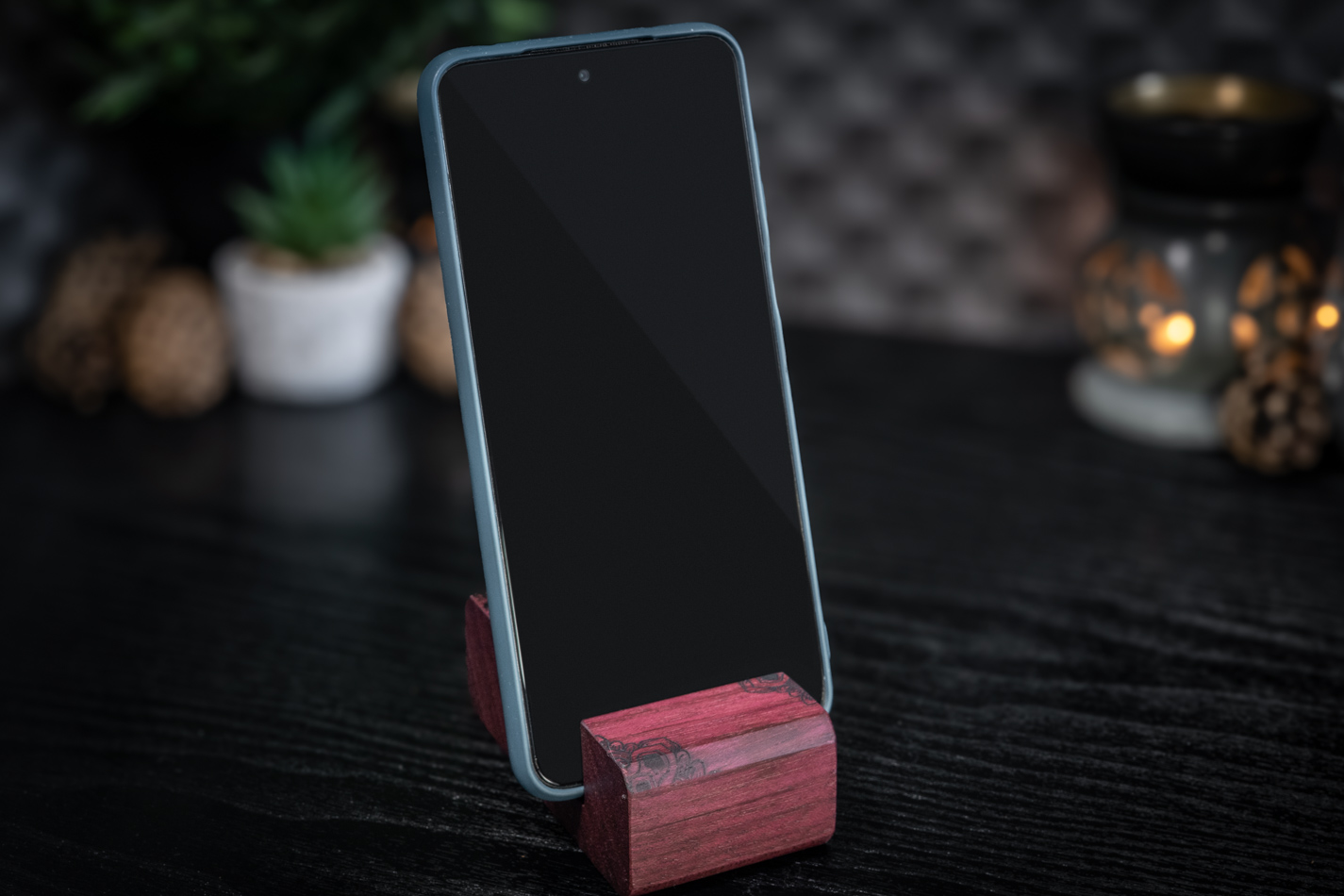 Mandala Engraved Purpleheart Phone Stand