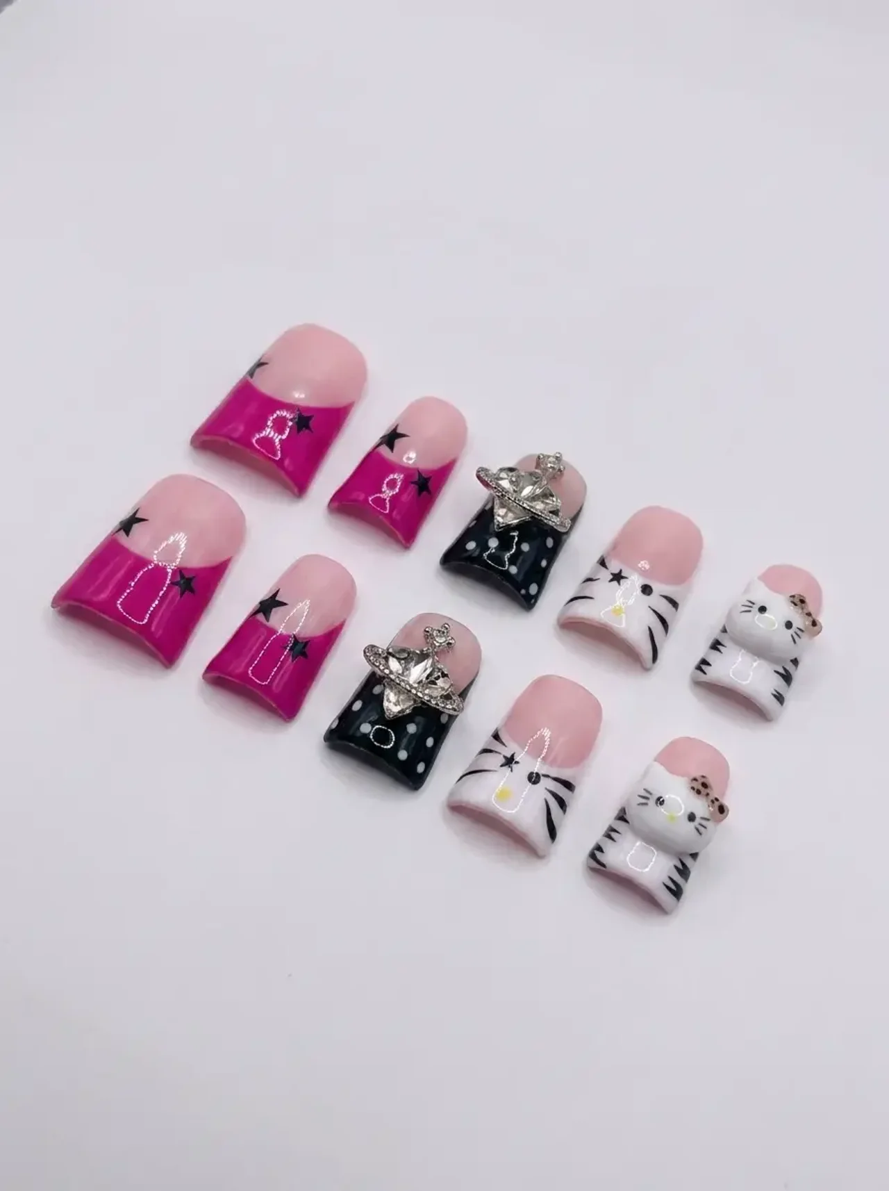 Cute Cat Press-On Nails Set