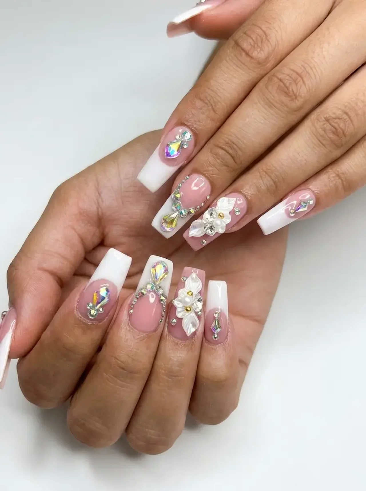 Crystal Floral Press-On Nails