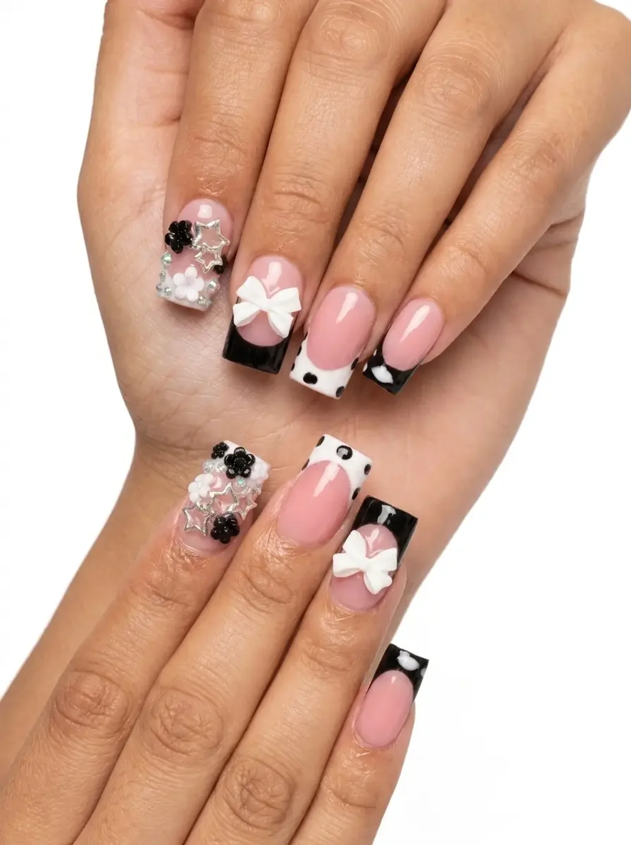 3D Floral & Bow Press-On Nails